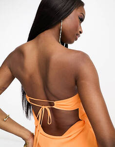 Ярко-оранжевое платье макси с капюшоном на спине и завязками ASOS DESIGN