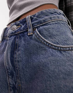 Синие джинсовые шорты трапециевидного кроя с рваной отделкой Topshop