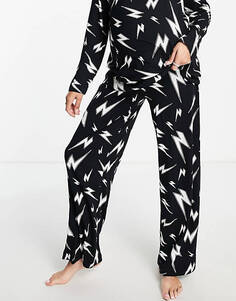 Черный вискозный пижамный комплект с длинными рукавами и брюками ASOS DESIGN Maternity
