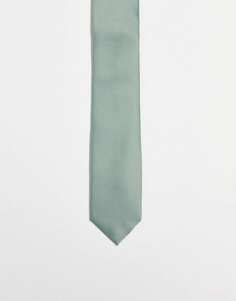Атласный галстук серо-зеленого цвета ASOS DESIGN