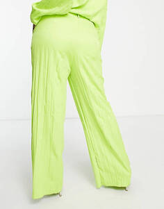 Широкие плиссированные брюки Extro &amp; Vert Plus в салатово-лаймовом цвете