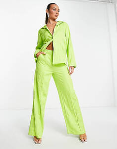 Широкие плиссированные брюки Extro &amp; Vert салатового цвета лайма