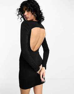 Черное мини-платье мини с открытой спиной NA-KD x Maddy Nigmatullin