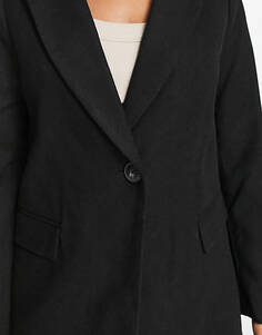 Черное пальто с пуговицами на подкладке и пуговицах New Look