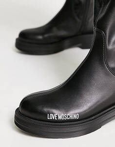 Черные ботфорты с логотипом Love Moschino