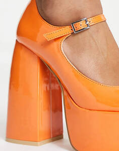 Оранжевые лакированные туфли на платформе KOI Mary Jane