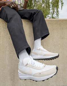 Белые кожаные кроссовки Nike Waffle One