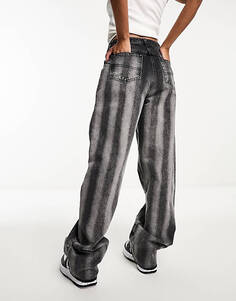 COLLUSION x014 мешковатые джинсы 90-х годов в полоску черного цвета