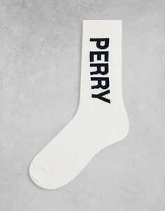Белые носки в рубчик с логотипом Fred Perry