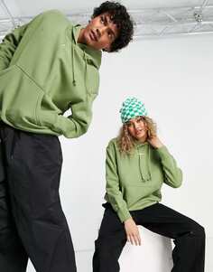 Объемный пуловер унисекс с мини-галочкой Nike зеленого цвета аллигатора