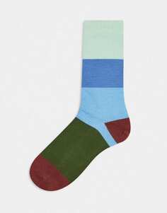 Разноцветные носки в полоску с цветными блоками Paul Smith