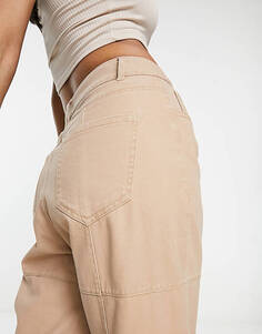 Кремовые приталенные брюки в стиле 90-х с завышенной талией и деталями швов Bailey Rose
