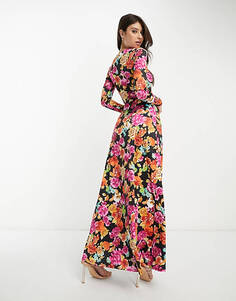 Разноцветное платье миди с длинными рукавами и цветочным принтом AFRM Loraine Unknown