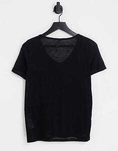 Черная футболка с v-образным вырезом Object