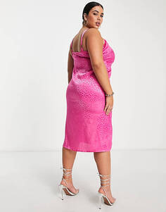 Розовое платье-комбинация со сборками Simply Be