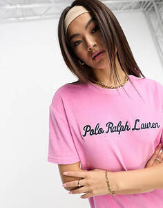 Розовая махровая футболка из эксклюзивного коллаборации Polo Ralph Lauren x ASOS с логотипом на груди
