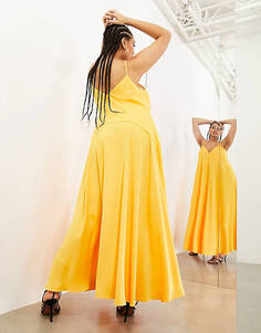 Оранжевое платье макси с пышной юбкой ASOS EDITION Curve Extreme