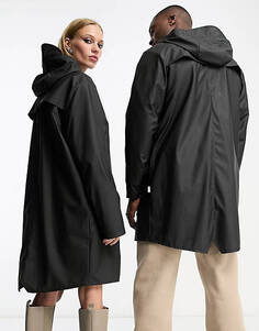 Черная водонепроницаемая длинная куртка унисекс Rains 12020