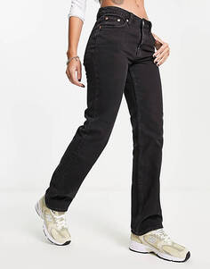 Черные прямые джинсы со средней посадкой Weekday Pin
