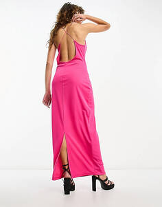 Платье миди Only с воротником-хомутом розового цвета фуксии