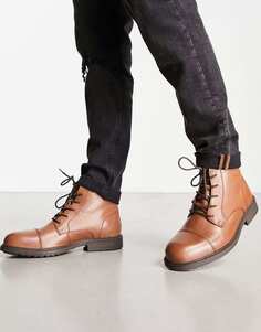Классические кожаные ботинки коньячного цвета Jack and Jones