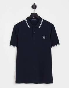 Темно-сине-белая футболка-поло с логотипом Fred Perry