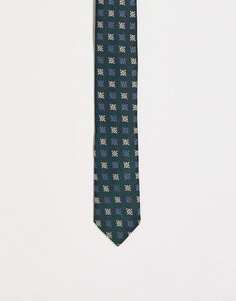 Бирюзовый узкий галстук ASOS DESIGN с геодизайном