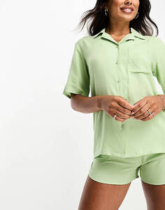 Комплект из рубашки и короткой пижамы Luna Boy темно-зеленого цвета