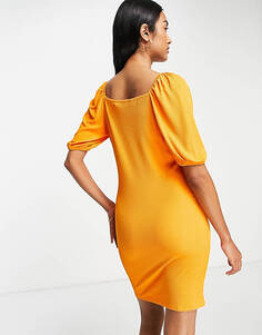 Ярко-оранжевое трикотажное мини-платье с завязкой спереди Vero Moda