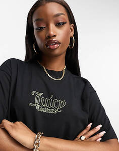 Черная свободная футболка с логотипом Juicy Couture