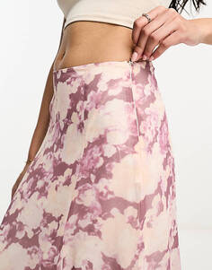 Шифоновая юбка макси-годе Miss Selfridge с размытым цветочным принтом
