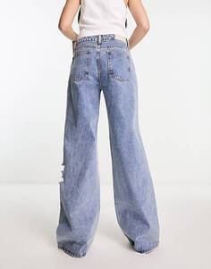 Синие мешковатые джинсы с потертостями Kyo The Brand