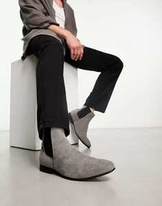 Элегантные ботинки челси серого цвета из искусственной замши Truffle Collection
