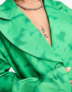 Зеленое платье-блейзер оверсайз Kyo The Brand с принтом