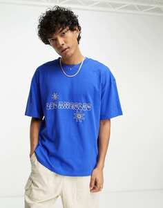 Синяя футболка с объемной строчкой PacSun