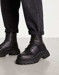 Черные массивные ботинки на шнуровке Truffle Collection
