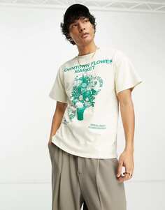 Кремовая футболка с мотивом цветочного рынка PacSun
