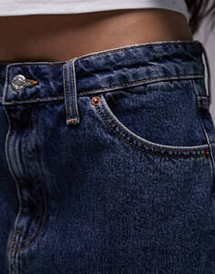 Голубая джинсовая юбка с карманами Topshop