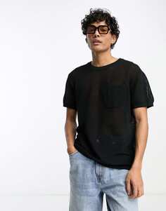 Черная сетчатая футболка PacSun