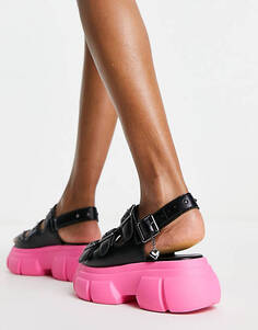 Черные массивные сандалии на розовой подошве KOI Sticky Secrets