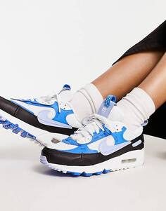Виниловые кроссовки Nike Air Max 90 Futura в ярко-белом и кобальтовом цветах