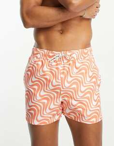 Оранжевые плавки-шорты с принтом New Look