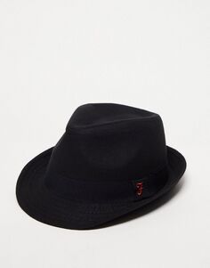 Черная шляпа-трилби с логотипом Farah