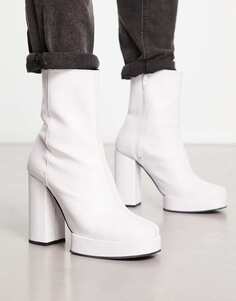 Белые ботинки челси на платформе и каблуке ASOS DESIGN из искусственной кожи