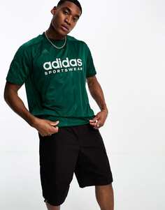 Зеленая полосатая футболка adidas Sportswear Tiro