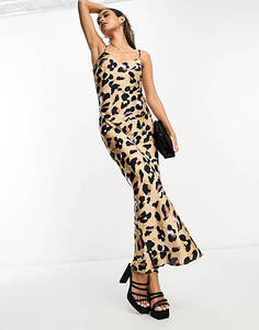 Платье миди-комбинации с леопардовым принтом Never Fully Dressed