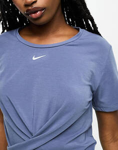 Синяя укороченная футболка Nike Training One Luxe Dri-Fit