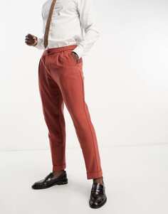 Ржавые укороченные брюки узкого кроя из смесовой шерсти Harry Brown Wedding с эластичным поясом