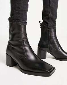 Черные кожаные ботинки ASRA Marlin на квадратном каблуке