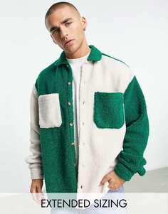 Бело-зеленая куртка оверсайз ASOS DESIGN Cut &amp; Sew
